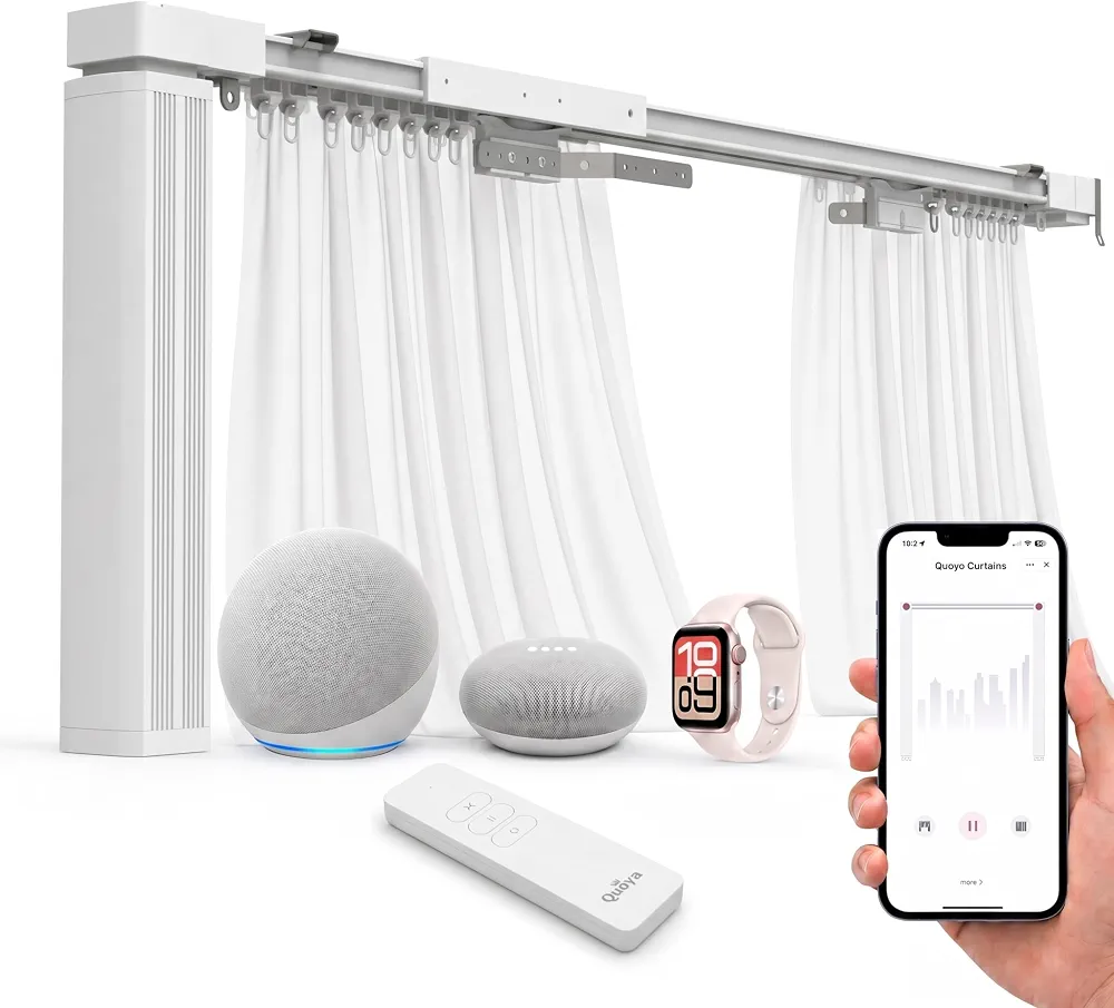 Motorised curtain track with app, smart speakers and remote